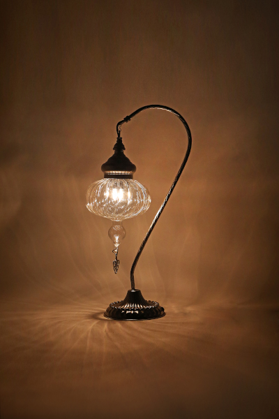 Pyrex Glass Swan Neck Design Table Lamp